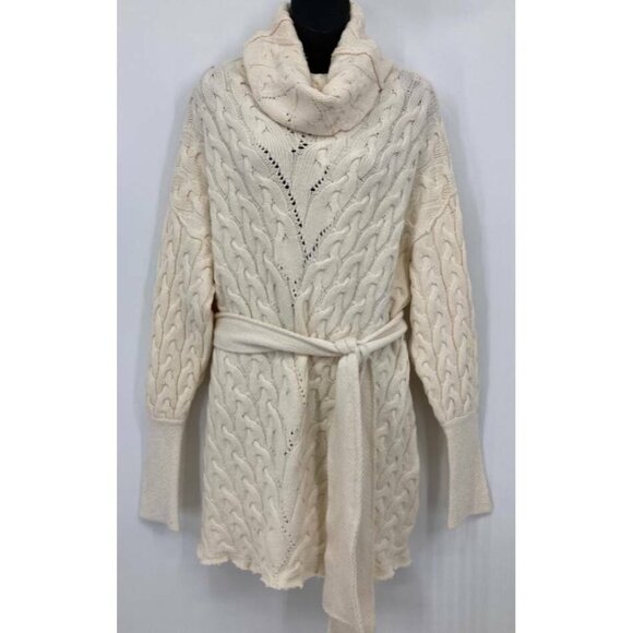 Free People Knit Sweater Size Small S Ivory Turtleneck Cable Long Sleeve New B54 - Picture 1 of 6